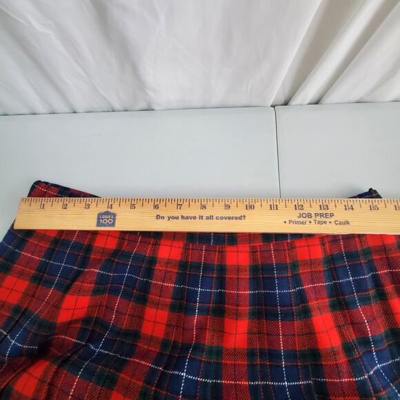 70s VTG Pendleton Red Blue Tartan Pleat Plaid Maxi Skirt 16 USA Americana Preppy - Picture 8 of 12